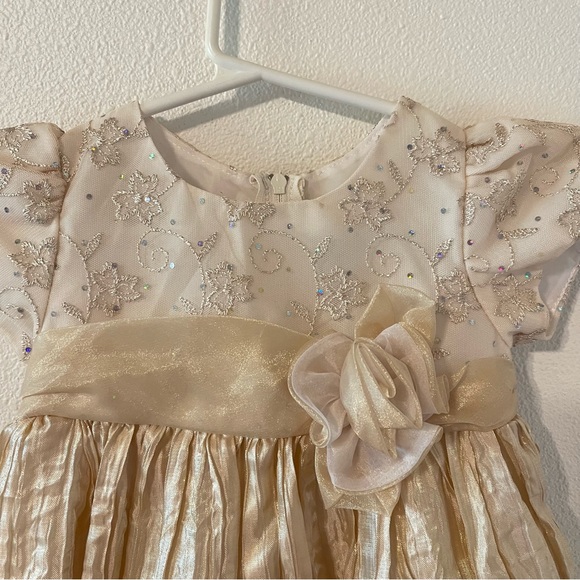 Vintage Rare Editions Champagne Gold Bling Rosette Formal Dress-12 months - Picture 3 of 10
